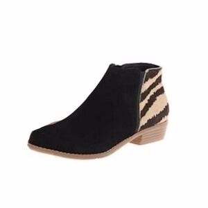 DV Dolce Vita Black Suede Calf Hair Ankle Booties